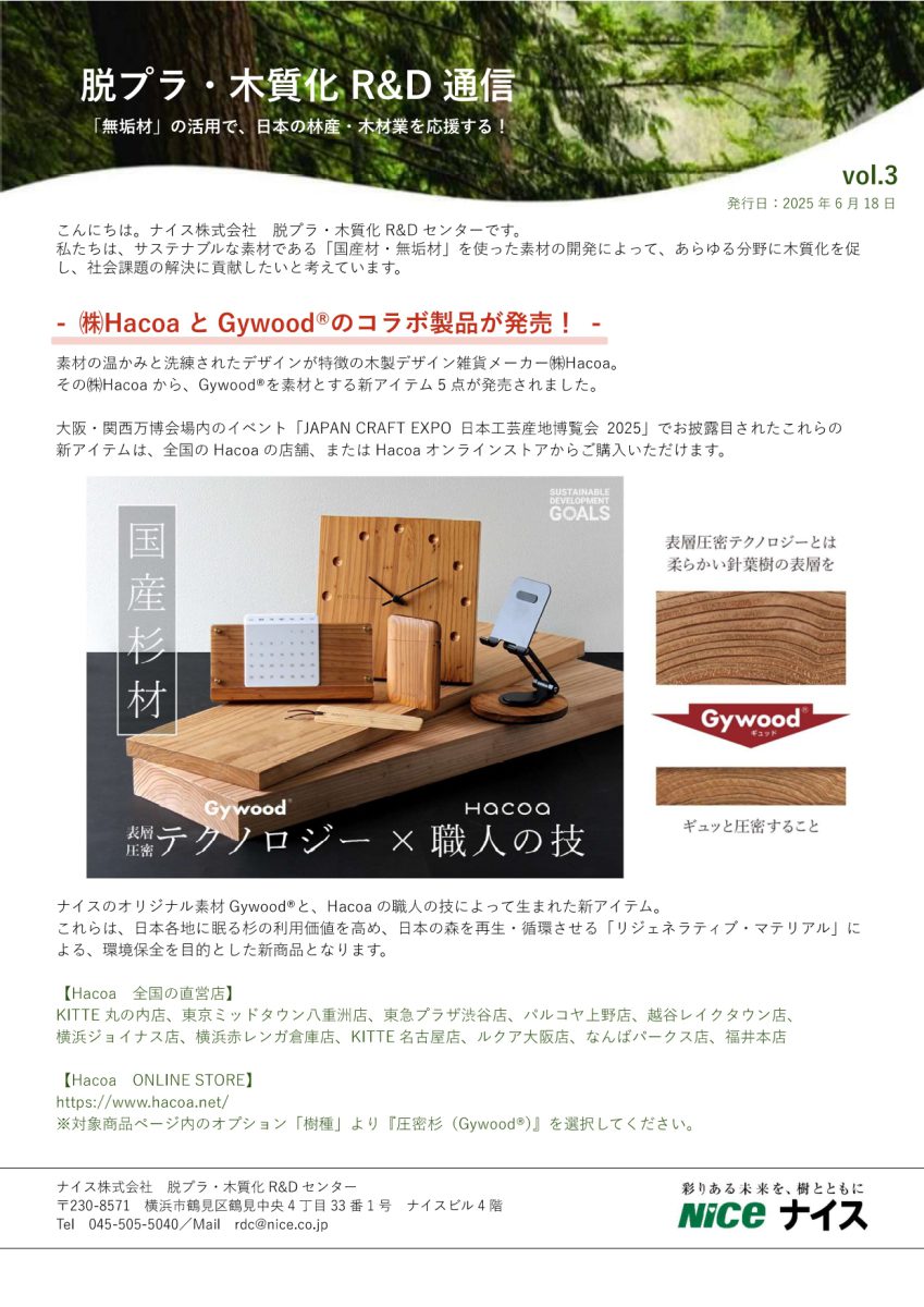脱プラ・木質化R&D通信 vol.3