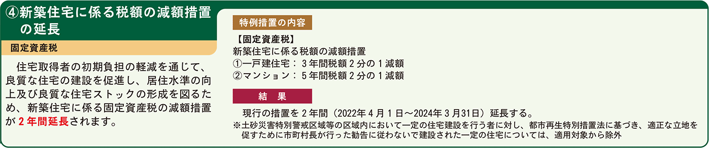 ④税額の減税措置の延長