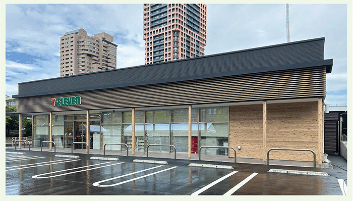 ナイスグループ 次世代環境配慮型の木造店舗「セブン-イレブン福岡ももち店」 福岡市産材を中心とした木材調達で地産地消に貢献
