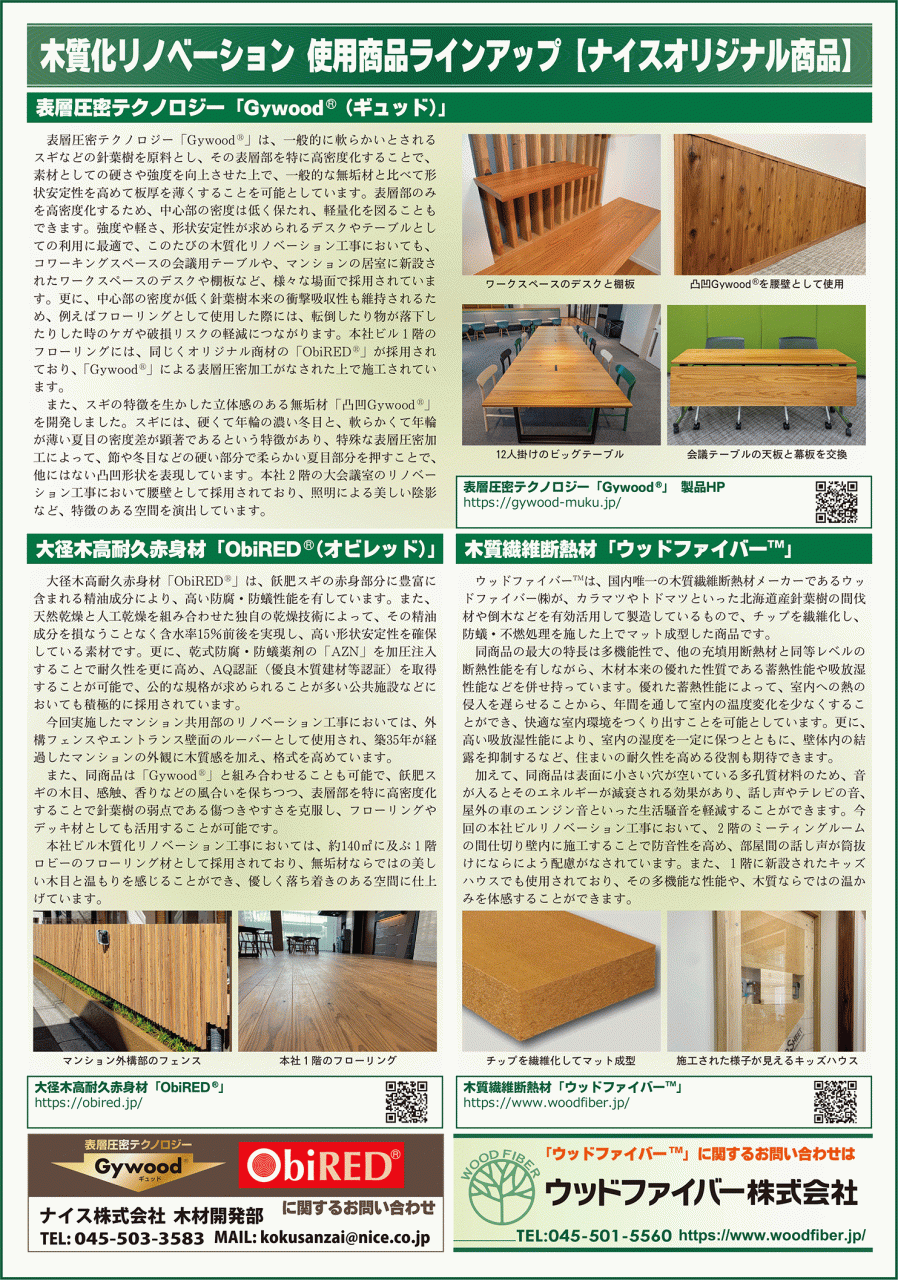 使用商材ラインアップ表