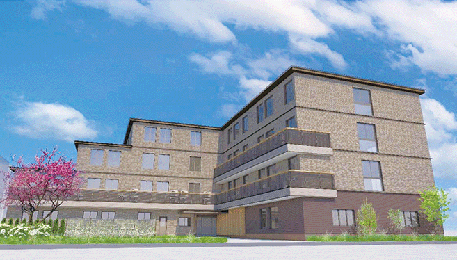 ㈱ウッドエンジニアリング　会社設立後初の受注案件　在来軸組工法で木造４階建て・１時間耐火の老人ホームを建築